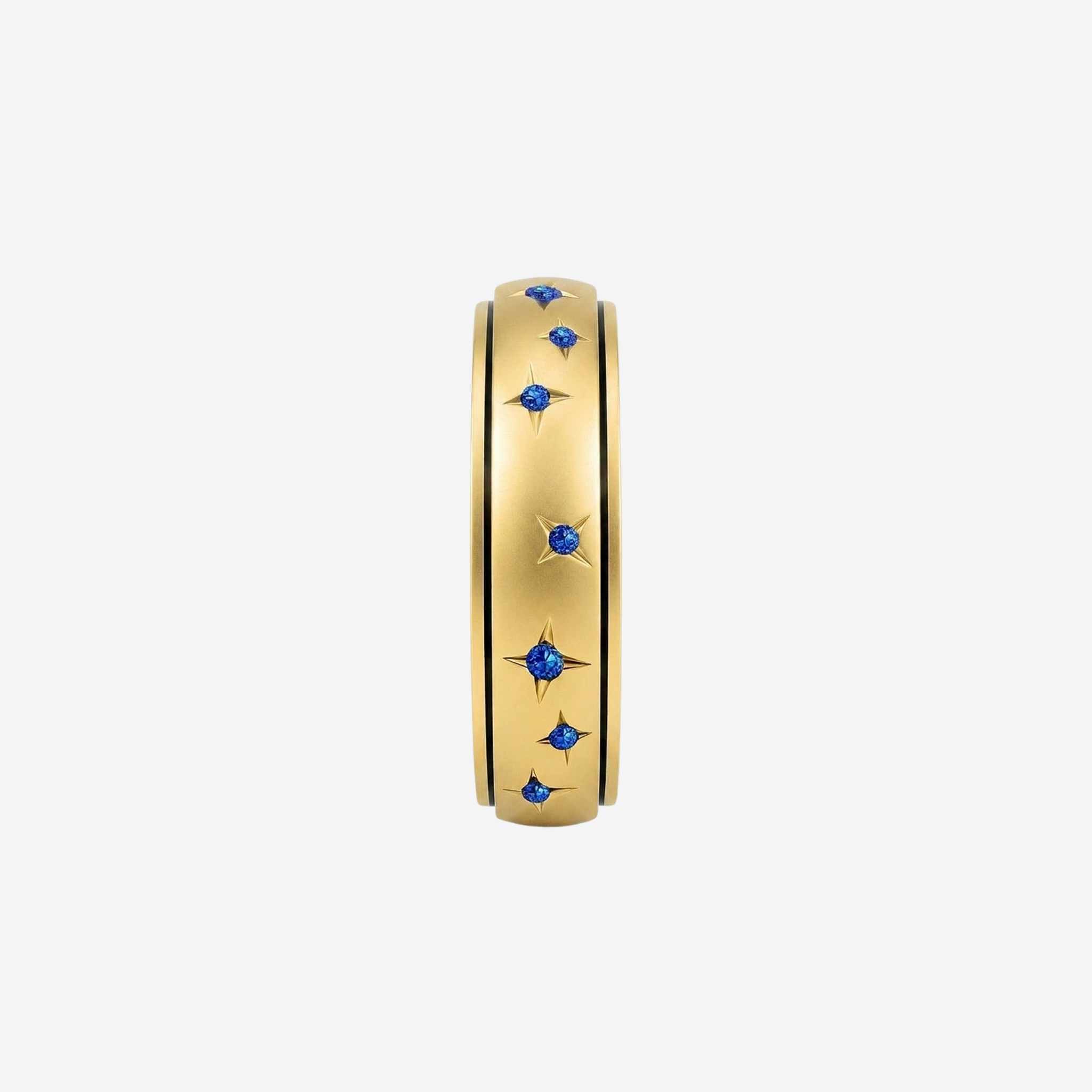 Anel Estrela Dourado com Cristal Azul